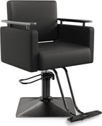 Baasha Professional All Black Salon Chair, Luxury Hydraulic Styling Chair with Soft PU Leather, High-Density Foam Cushion, 360° Swivel, Heavy-Duty Steel Frame, 330 lbs Capacity, Ergonomic Design