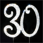 Scotamalone 30 Cake Topper Silver Premium Bling Rhinestone Diamond Gems 30th Birthday or Anniversary Party Decoration Ideas