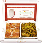 Ghasitaram Gifts Indian Sweets - Diwali Gifts Diwali Sweet - Mysore Pak and Palak Potato Chips Hamper