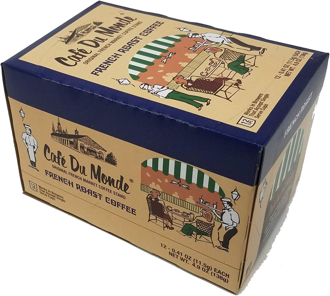 Cafe Du Monde Coffee French Roast Single-Serve Cup Pods, 12 Count