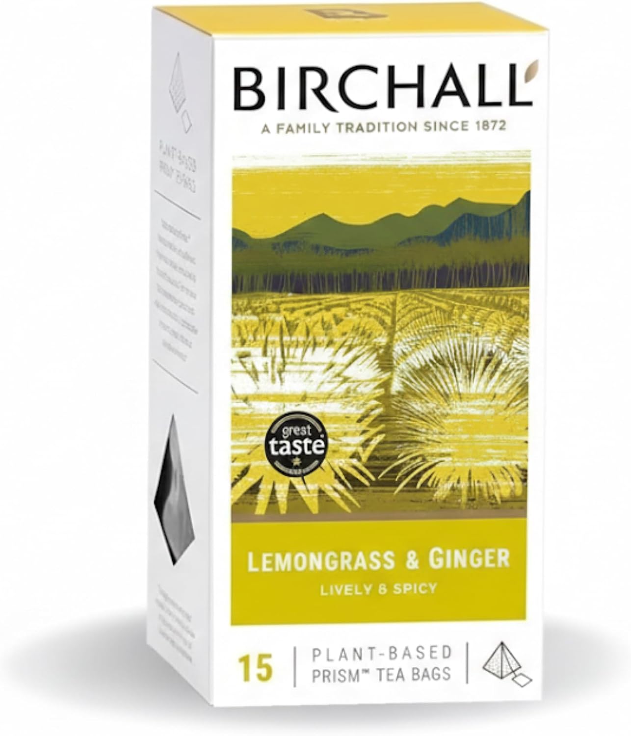 Birchall Lemongrass & Ginger 15 Plant-Based Prism Tea Bags