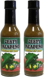 Tru Zesty Jalapeño Medium Hot Sauce – All Natural & Fresh Ingredients | Tangy & Spicy Flavor with Smoked Black Pepper Pickle Blend, 5 Fl Oz (Pack of 2)