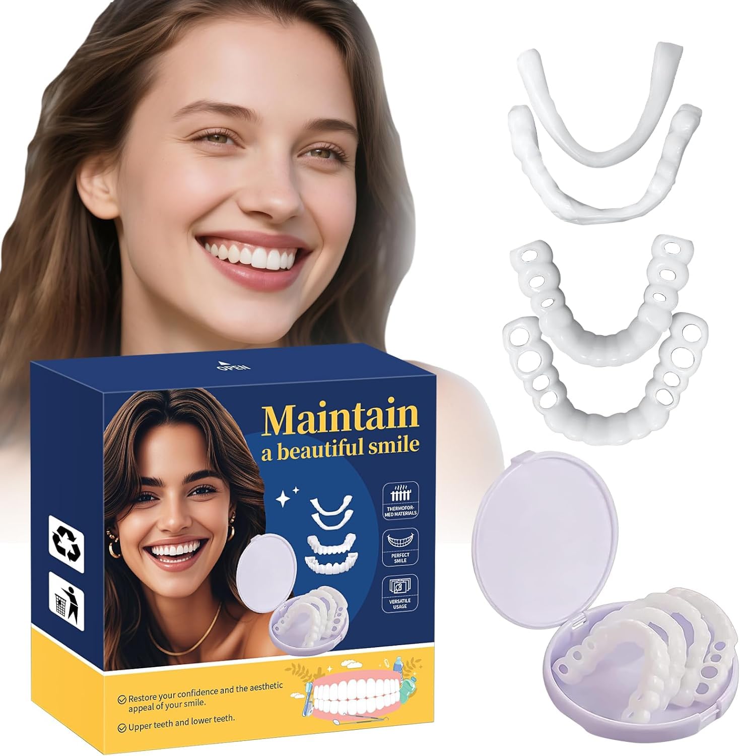 Temporary Veneers Kit for Women and Men, Tooth Replacement Kit, Nature and Comfortable (1 Count (Pack of 1), Unflavored)-NN03