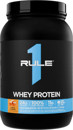 Rule 1 Proteins Whey Protein – 24g Fast-Acting Protein from All-Whey Sources with Naturally Occurring EAAs & BCAAs for Workout Recovery or Anytime Use (2 Pounds, Salted Carmel)