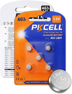 PKCELL AG3 1.5V Battery LR41 392 384 192 Button Alkaline Cell for Digital Thermometer- 5Count