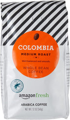 Amazon Fresh Colombia Whole Bean Coffee, Medium Roast, 12 Ounce