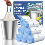 5 Gallon Trash Bags Drawstring 1.1 Mil - 120 Count 18 Liter Small Garbage Bags for Bathroom, Strong Unscented White Plastic Wastebasket Bin Liners for Kitchen Office Toilet and Bedroom