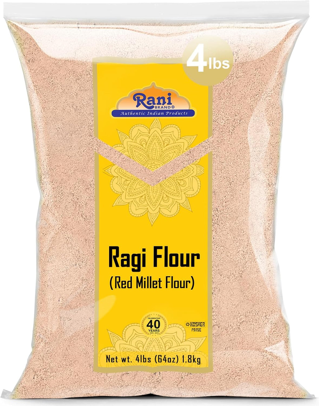 Rani Ragi (Finger Millet) Flour 64oz (4lbs) 1.81kg Bulk ~ All Natural | Vegan | Gluten Friendly | NON-GMO | Kosher | Indian Origin