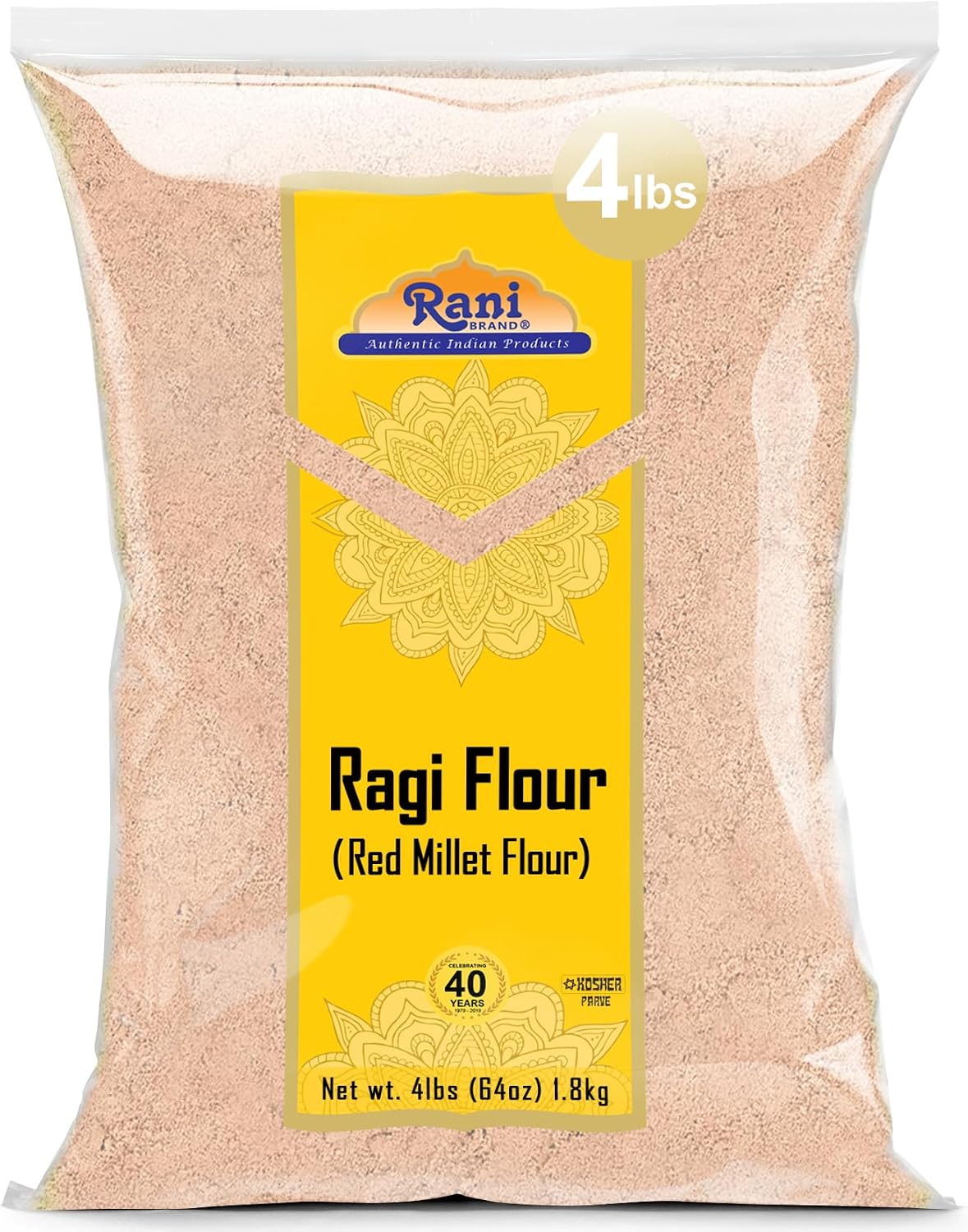 Rani Ragi (Finger Millet) Flour 64oz (4lbs) 1.81kg Bulk ~ All Natural | Vegan | Gluten Friendly | NON-GMO | Kosher | Indian Origin
