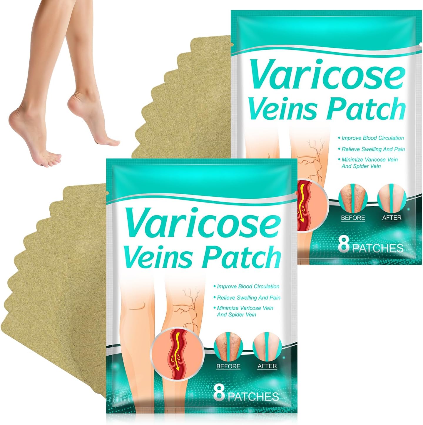 2 Pack LegRenew Varicose Veins Patch, Professional Varicose Veins Treatment for Legs, Natural Ingredients Leg Treatment, Varicose Veins Patch for All Skin Types