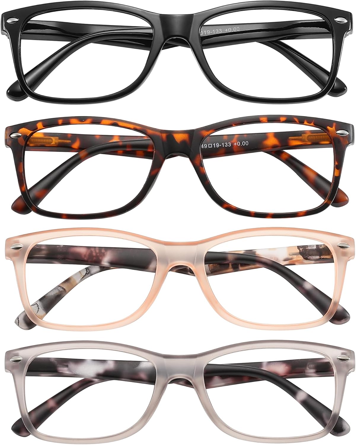 Przene Reading Glasses for Men Women Blue Light Blocking Readers Spring Hinges Lightweight Style Pack