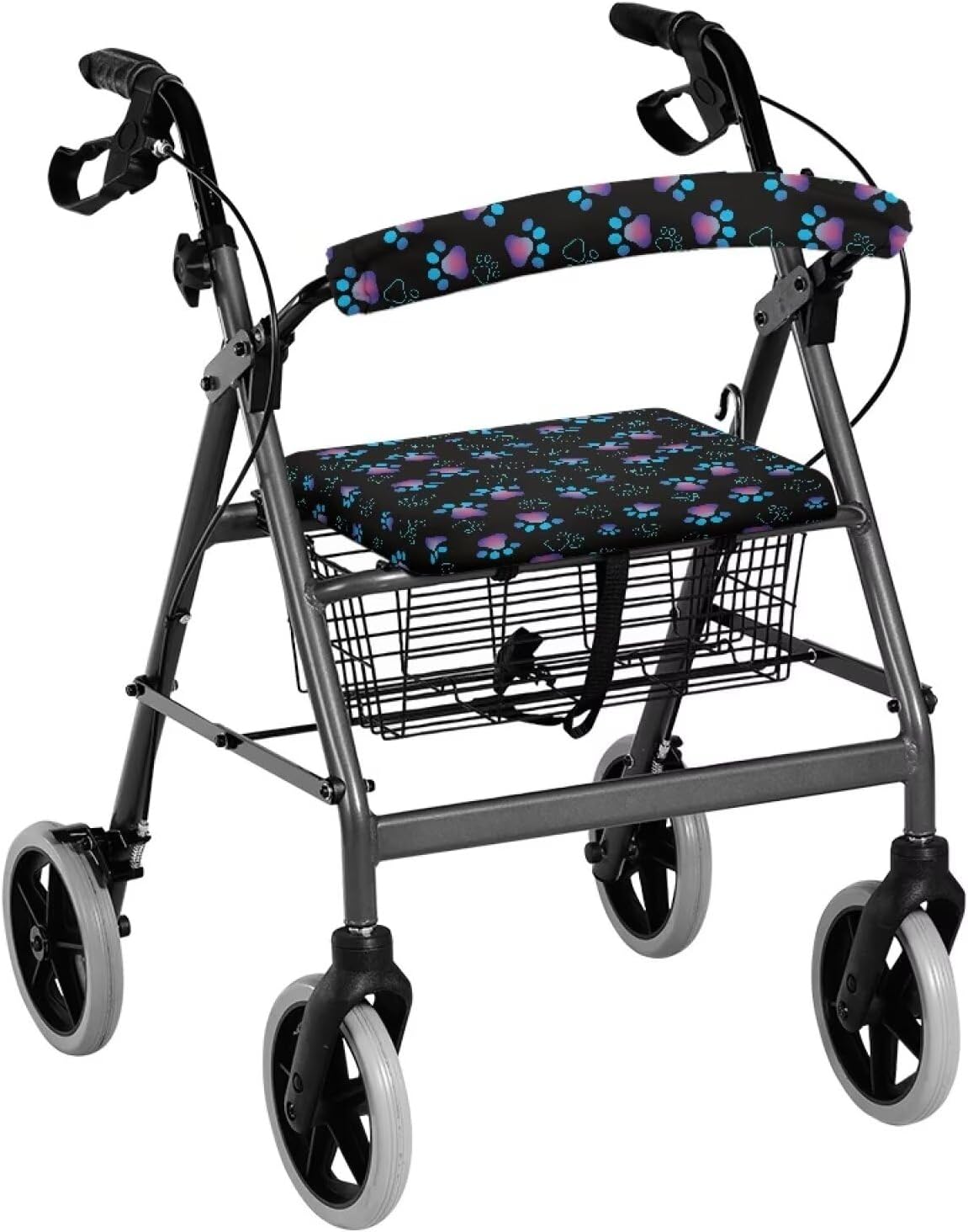 Dog Paw Walkers for Seniors with Seat Gift Covers Pattern Rollator Walker Accessories for Seniors Universal Rollator Walker Seat and Backrest Covers Removable & Washable