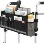 Walker Basket, Folding Walker Bag with Cup Holder, Walker Accessories for Seniors, Black
