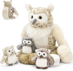 MorisMos 7 Pcs Owl Stuffed Animal with Babies Inside, 15 Inches Stuffed Owl Plush Toys Set with Little Baby Owls, Eggs, Nest, Gift for Kids Boys Girls Easter Birthday Christmas