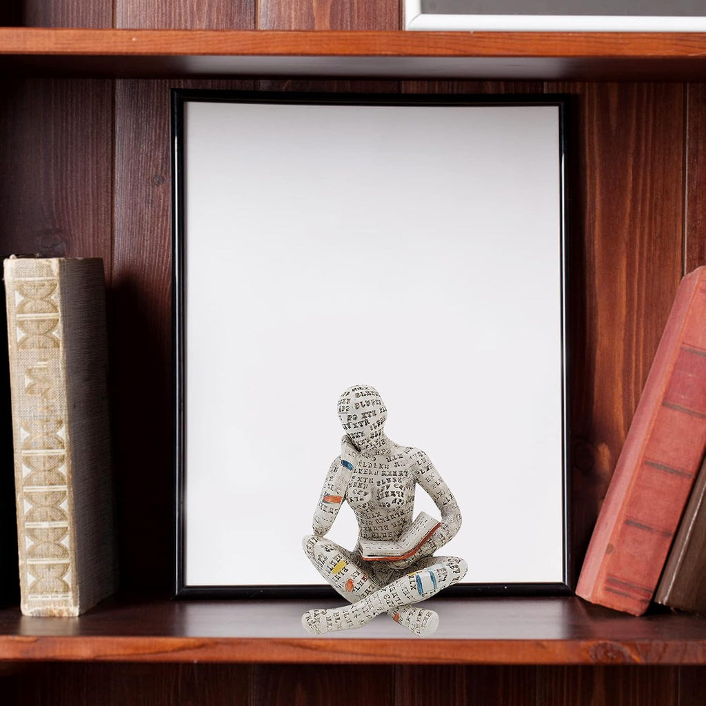 Pilipane Reading Women Figurine Made of Resin and Pulp, Modern Abstract Thinker Statue for Home Decor, Office Decor, Living Room Shelf Desk Table Accent, Thoughtful Gift for Bookworms (Grey)