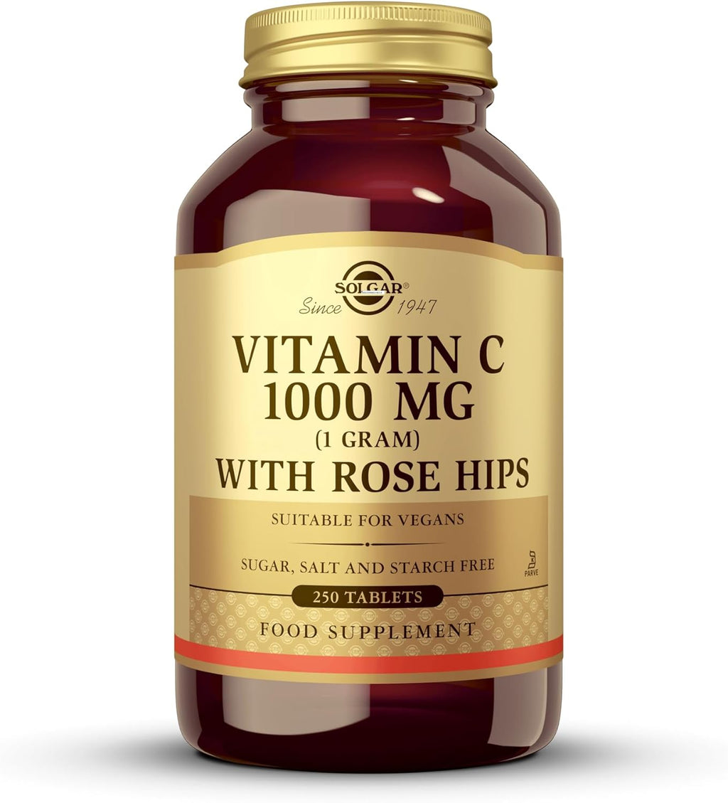Solgar Vitamin C 1000 mg with Rose Hips, 250 Tablets - Antioxidant & Immune Support - Overall Health - Supports Healthy Skin & Joints - Non-GMO, Vegan and Kosher - 250 Servings