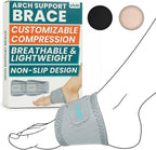 Vive Foot Arch Support Brace (Pair) - Wrap Corrector for Flat Feet, Plantar Fasciitis, Pain Relief, Fallen Arches - Compression Sleeve Strap, Gel Bands Inserts for Women & Men, Wear Under Socks (Gray)