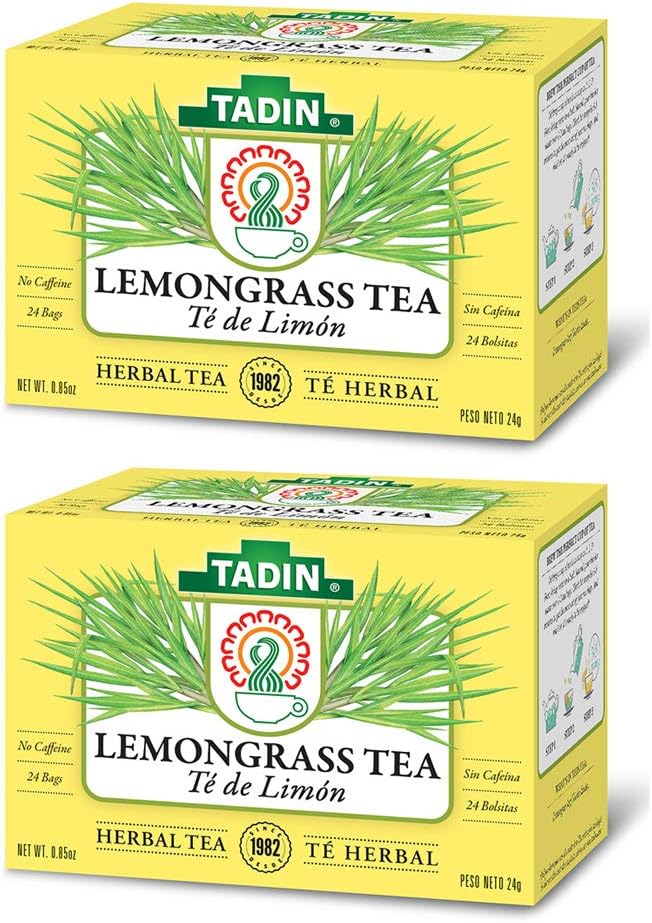 Tadin Lemongrass Herbal Tea. Caffeine Free. 24 Tea Bags. 0.84 oz. Pack of 2