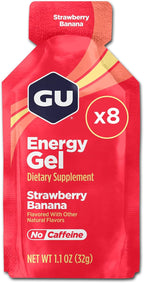 GU Energy Original Sports Nutrition Energy Gel, Vegan and Dairy-Free On-the-Go Energy for Any Workout, Strawberry Banana, 8-Count