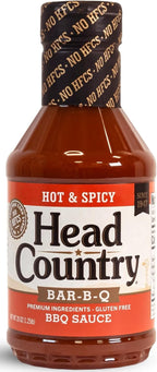 Head Country Bar-B-Q Sauce, Hot & Spicy | Soy Free, Gluten Free Spicy BBQ Sauce With No Added Preservatives | Spicy & Tangy Championship Barbecue Sauce For Pizza, Spuds & Wings | 20 Ounce, Pack of 1