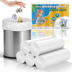 Small Trash Bags Compostable 2 Gallon - Unscented Biodegradable Garbage Bag Recycling Strong Thick Leak-Proof Bulk 5 Rolls 100 Count Mini Wastebasket Liners for Home Office Heihaily