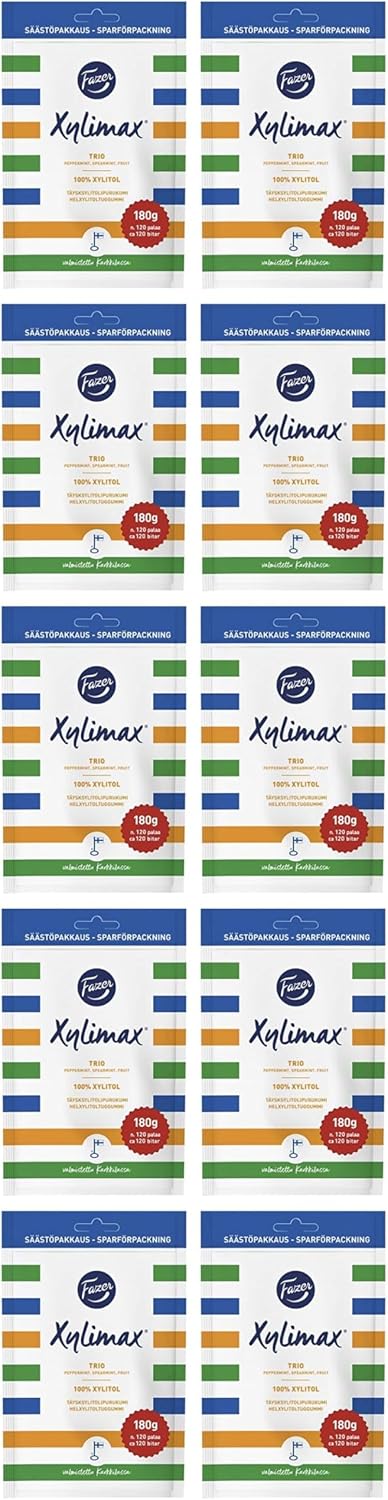 Fazer Xylimax Trio full xylitol Chewy gum 10 Packs of 130g
