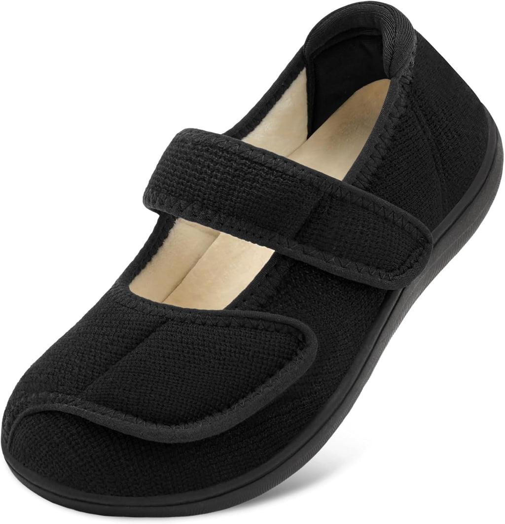 JOINFREE Womens Wide Diabetic Slippers Adjustable Comfort House Shoes Extra Wide Width Bedroom Slipper for Edema Swollen Arthritis Elderly Indoor Outdoor