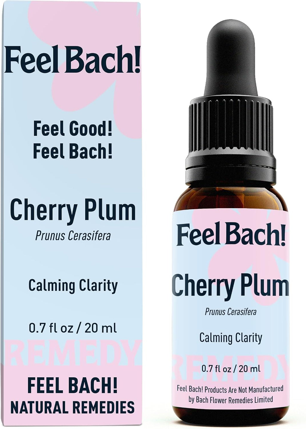 Feel Bach! Cherry Plum Natural Homeopathic Remedy - 20ml (0.7 fl oz) Dropper Flower Essence for Calming Clarity, Peaceful Insight, Gentle Understanding Vegan, Gluten & Sugar-Free, Non-Habit Forming