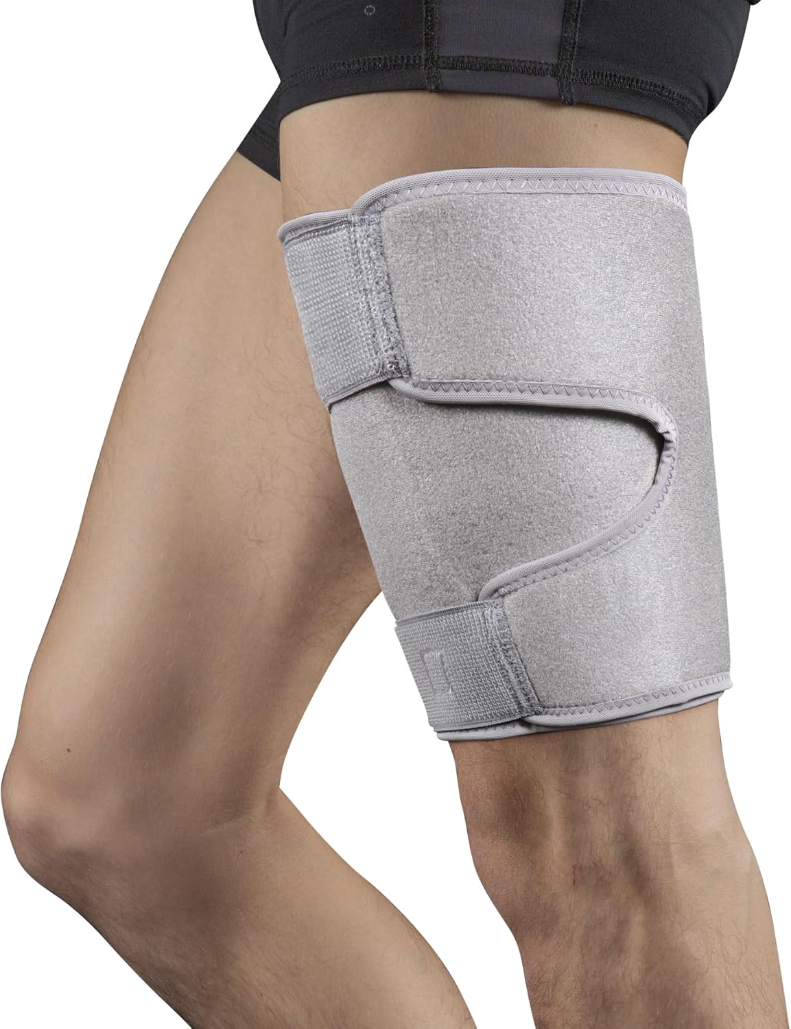 Thigh Brace, Hamstring Quadriceps Support and Thigh Wraps , Adjustable Compression Sleeve Support for Pulled Groin Muscle, Sprains, Tendonitis, Sciatica Pain and Sports Recovery for Men and Women (Grey)