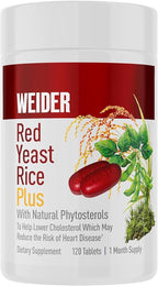 Weider Red Yeast Rice Plus - Botanical Dietary Supplement for Heart Health - Antioxidant Wellness Supplement - with Phytosterols & Microalgae - 120 Capsules