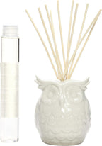 Hosley Aromatherapy Vanilla Diffuser Oil with Ceramic Owl Farmhouse Bottle & Reed Sticks - 110ml Ideal Gift for Home Decor, Bathroom Decor, Room Decor, Spa, Meditation, Weddings
