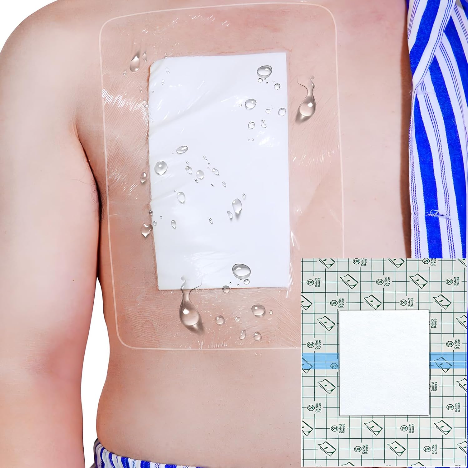 Waterproof Shower Protector Large Cover Shields for PICC Central Line Peritoneal Dialysis Chest Port Feeding Tube PD Catheter Accessories Bandages with Non-Stick Center Pad 12"x14"(Pack of 7)