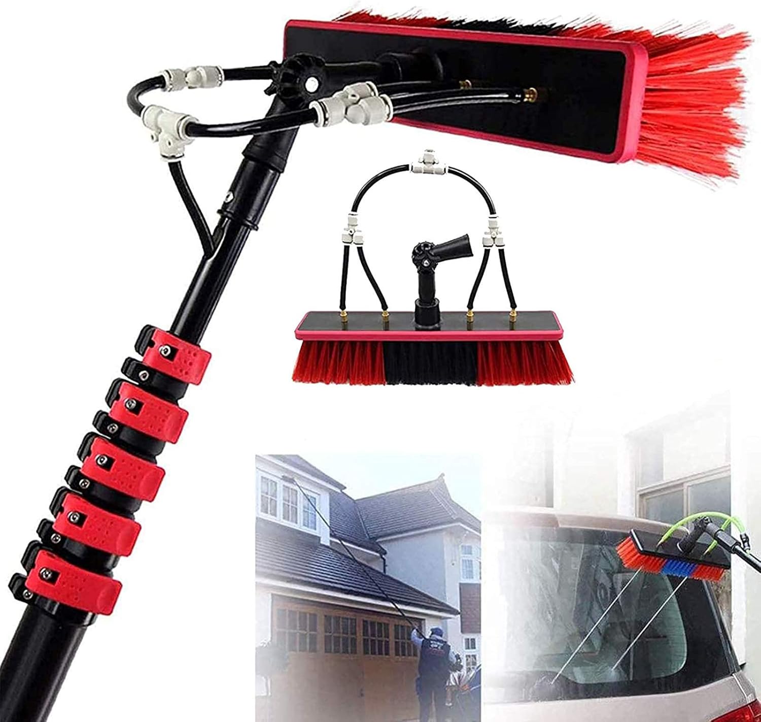 Water Fed Pole Kit, Window and Solar Cleaning Pole W/Water Fed Telescopic Brush/Brush Window and Solar Panel Cleaning System Windows Cleaning,12FT/3.6M