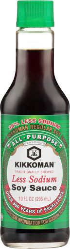 Kikkoman Soy Sauce - Traditionally Brewed, Reduced Sodium Content, Healthy and Authentic, Ideal for Stir-Fries and Marinades – 10 Fl Oz, Pack of 1
