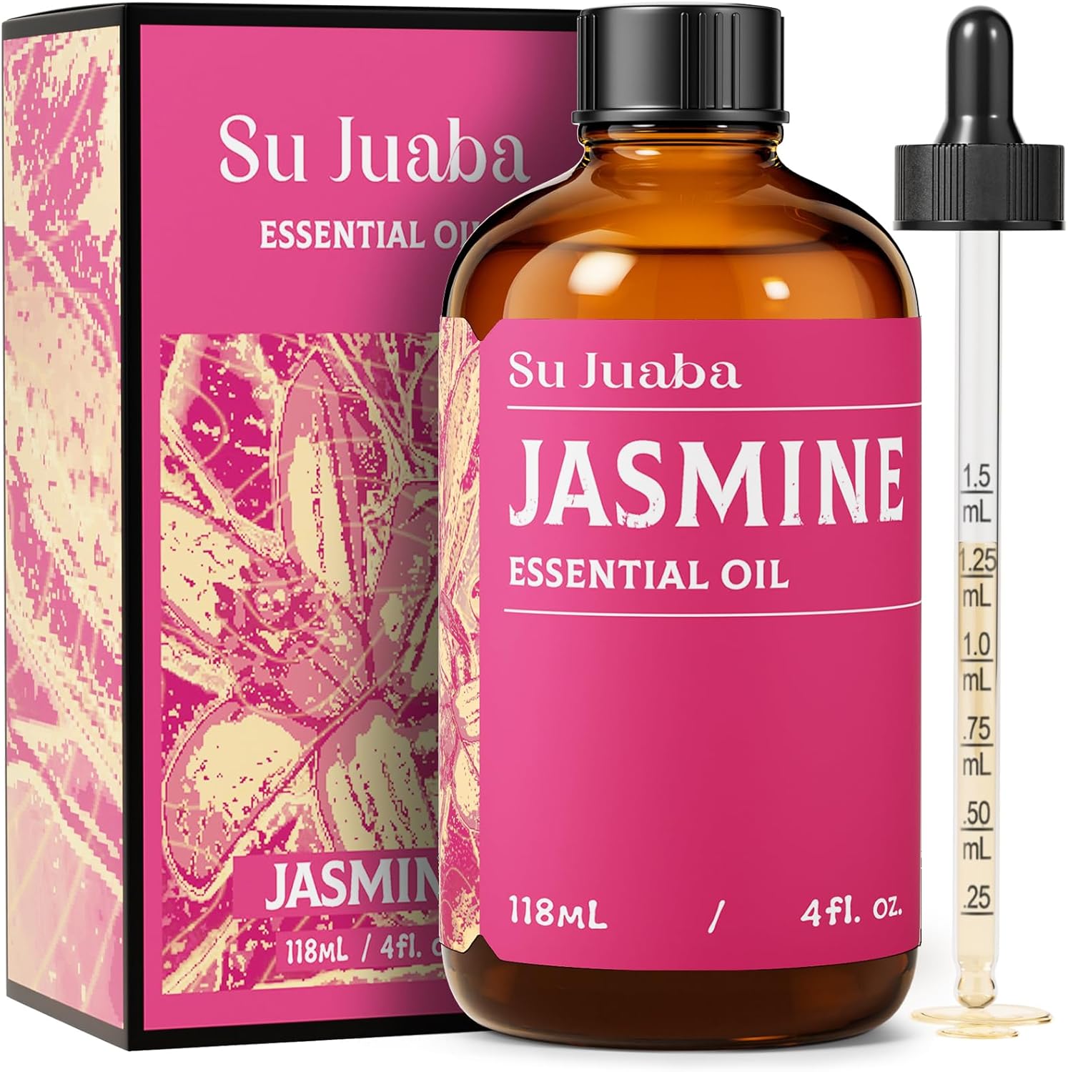 SU JUABA Jasmine Essential Oil 4 Oz, 100% Pure Natural Aromatherapy Oil for Diffuser, Skin Care, Hair & Perfume Making - 118ML