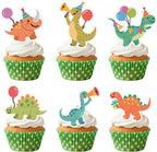 ALISSAR 36 Pcs Dinosaur Cupcake Toppers, Dino Cake Toppers for Birthday Party Decor, Baby Shower, Rex Theme - Dinosaur Cake Decorations, Dino Party Supplies