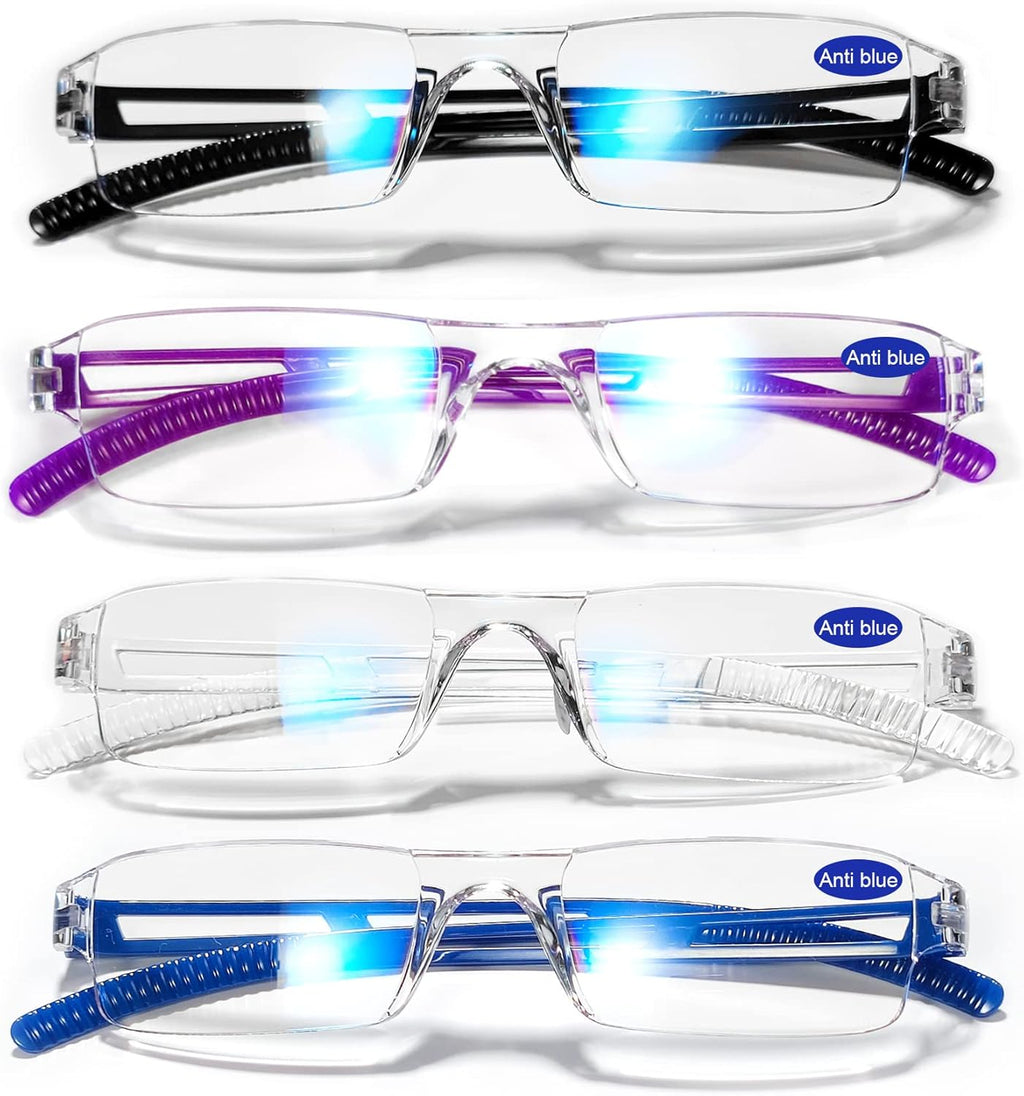 4 Packs Lightweight Reading Glasses for Women Men Blue Light Blocking Readers 1.0 1.5 2.0 2.5 3.0 4.0
