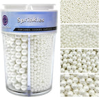 Sprinkles for Cake Decorating, 7.8oz White Pearl Sprinkles 4 Sizes Mix for Cake Cupcake Cookie Baking Donuts Ice Cream Toppings
