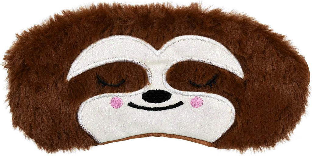 Cute Sloth Sleeping Mask, Soft Fluffy Plush Blindfold Funny Novelty Animal Sleep Mask Eye Cover Eyeshade for Kids Girls Boys Women Men Night Nap Travel Meditation (Brown, Sloth)