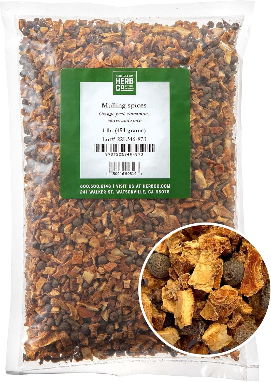 Monterey Bay Herb Co, Traditional Mulling Spices, by Herb Co, Spice Blend for Mulled Wine Spices, Apple Cider, Tea & Wine, 1 lb