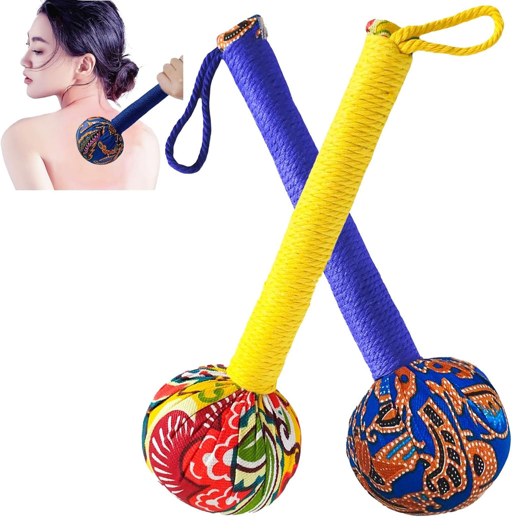 Mugwort Massage Hammer, Back Massager Hammer， Pain Relief Massager for Neck, Back, Shoulder & Body - Handheld Percussion Therapy Tool with US Design Patent,(Blue and Yellow…)