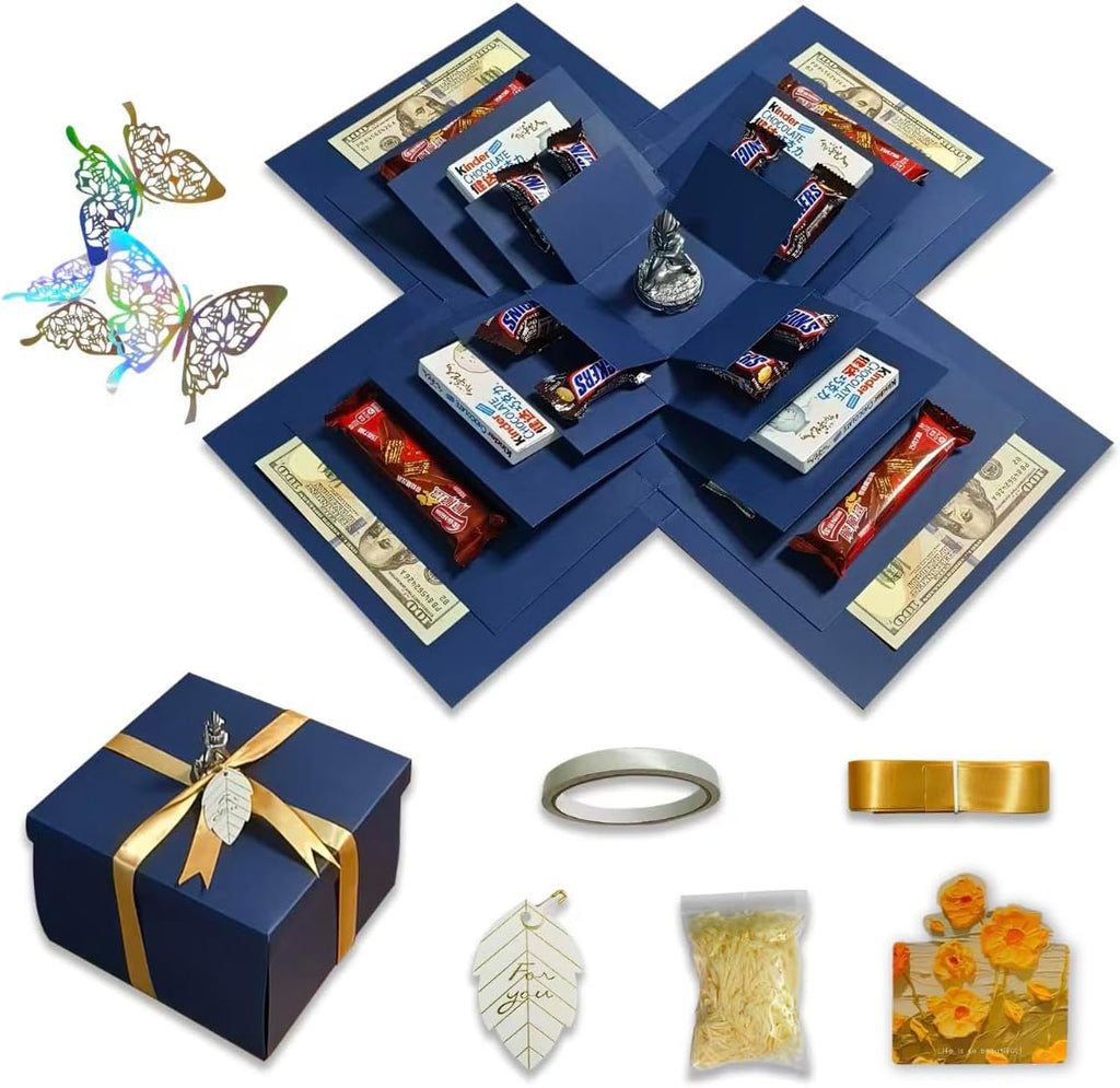 TTLYYXQMY Explosion, DIY Explosion Gift Box with Five-Story, Main Part Assembled Surprise SnackFive-Story Box for Birthday Gift, Anniversary, Valentine's Day, Wedding