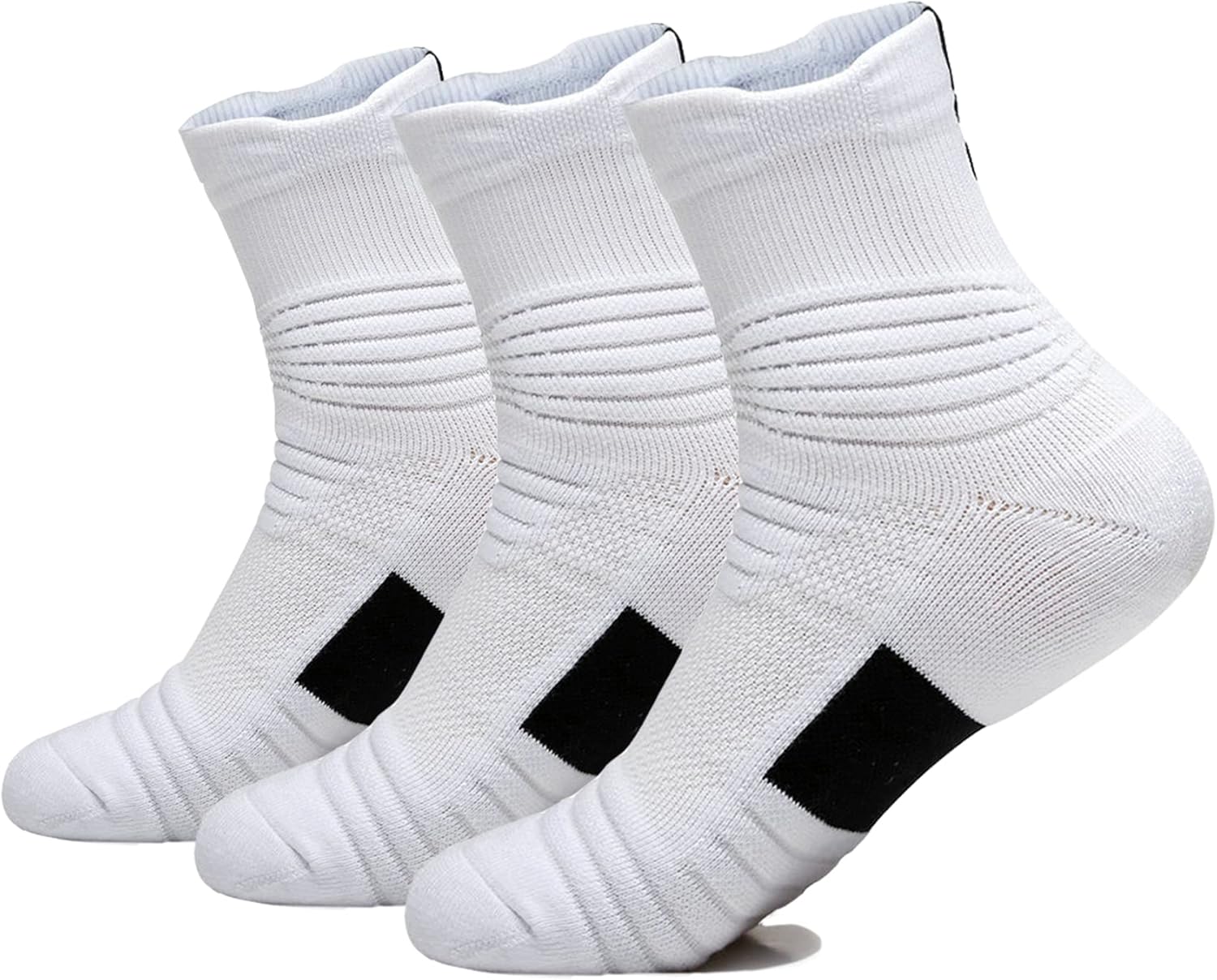 3 Pack Compression Basketball Socks Performance Cushioned Athletic Crew Sports Running Cycling Sock