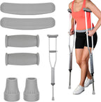 DXMWWTP Replacement Crutch Pads, 6 Pcs, Gray, Latex-Free, Rubber Grip, 1.25-1.5 inch, Textured, Crutch Accessories, Universal, Aluminum Crutches