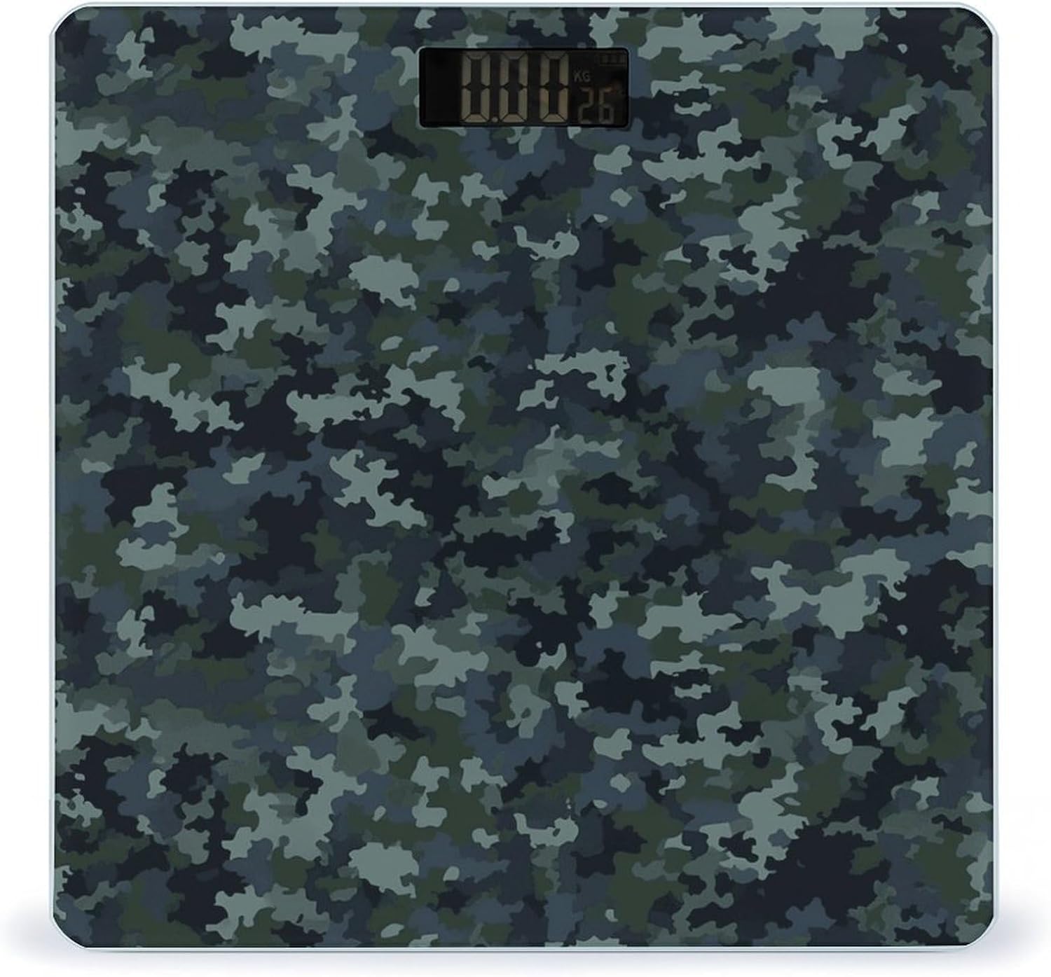 Camo Pattern Scale for Body Weight Highly Accurate Digital Bathroom Body Scale Bright LCD Display & Large Clear Numbers Tempered Glass Safe Rounded Corners for Home Use