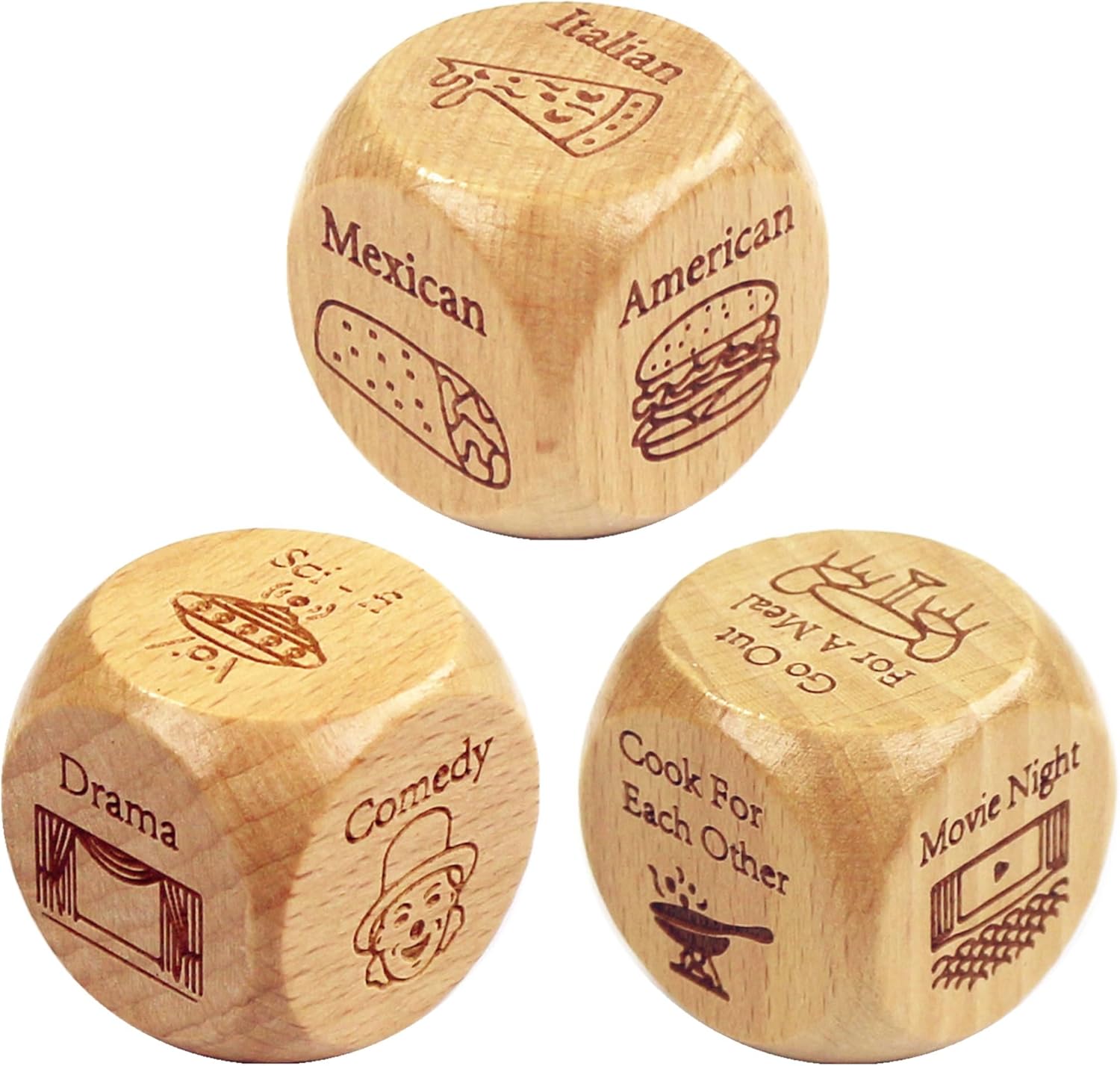 Couple Date Night Dice Ideas Gifts for Men Women Food Decision Dice Naughty Games Anniversary Birthday Engagement Valentine's Day Gift for Boyfriend Girlfriend Husband Wife Groom Bride Him Her