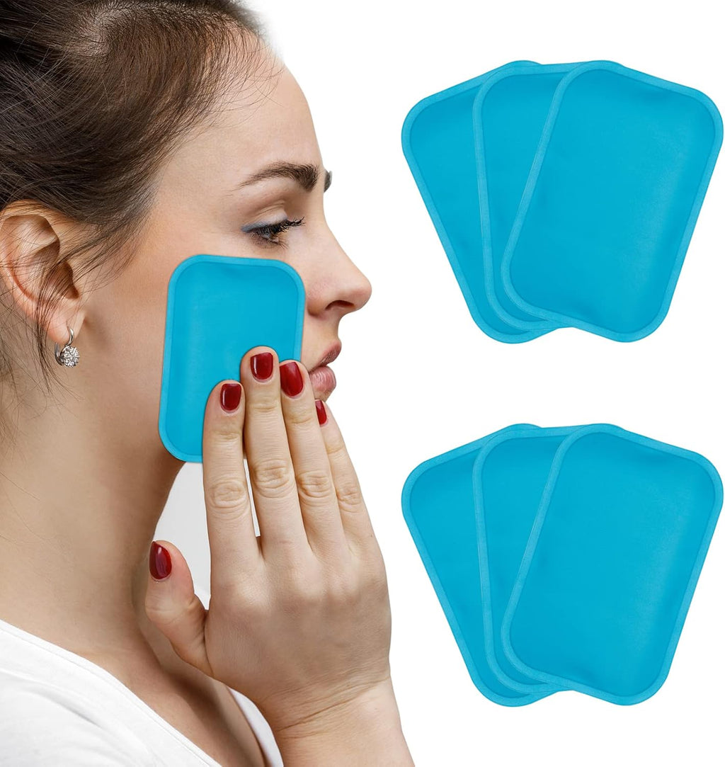 Small Ice Packs, 6 Pcs, Reusable Mini Gel Cold Packs for Injuries, Hot Cold Compress for Kid's Boo Boos, Headaches, Wisdom Teeth, Breastfeeding, Pain Relief, Fever, Mosquito Bite, First Aid 3" X 4.5"