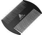 AhfuLife Stainless Steel Metal Hair&Beard Comb - Anti-Static Dual Action Beard Comb - Credit Card Size Combs Perfect for Wallet and Pocket - Presented in Gift Box (Black)