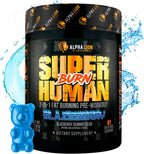 ALPHA LION Superhuman Burn – 2 in 1 Metabolism Booster Pre Workout and Thermogenic Fat Burner for Men – Appetite Suppressant and Weight Loss Supplement (21 Servings, Blue Gummy Bear Flavor)