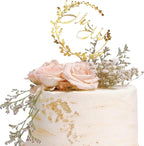 Gold Round "Mr & Mrs" Cake Topper, Wreath & Acrylic Cake Decoration, Elegant Wedding Party Decor